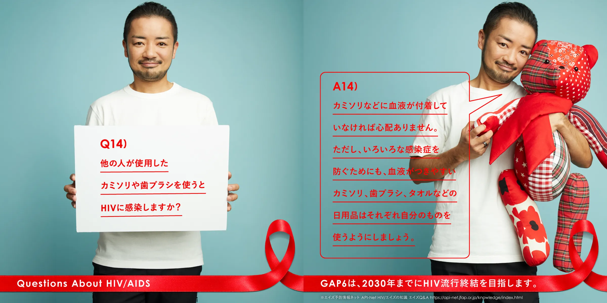 Q14) 他の人が使用したカミソリや歯ブラシを使うとHIVに感染しますか？